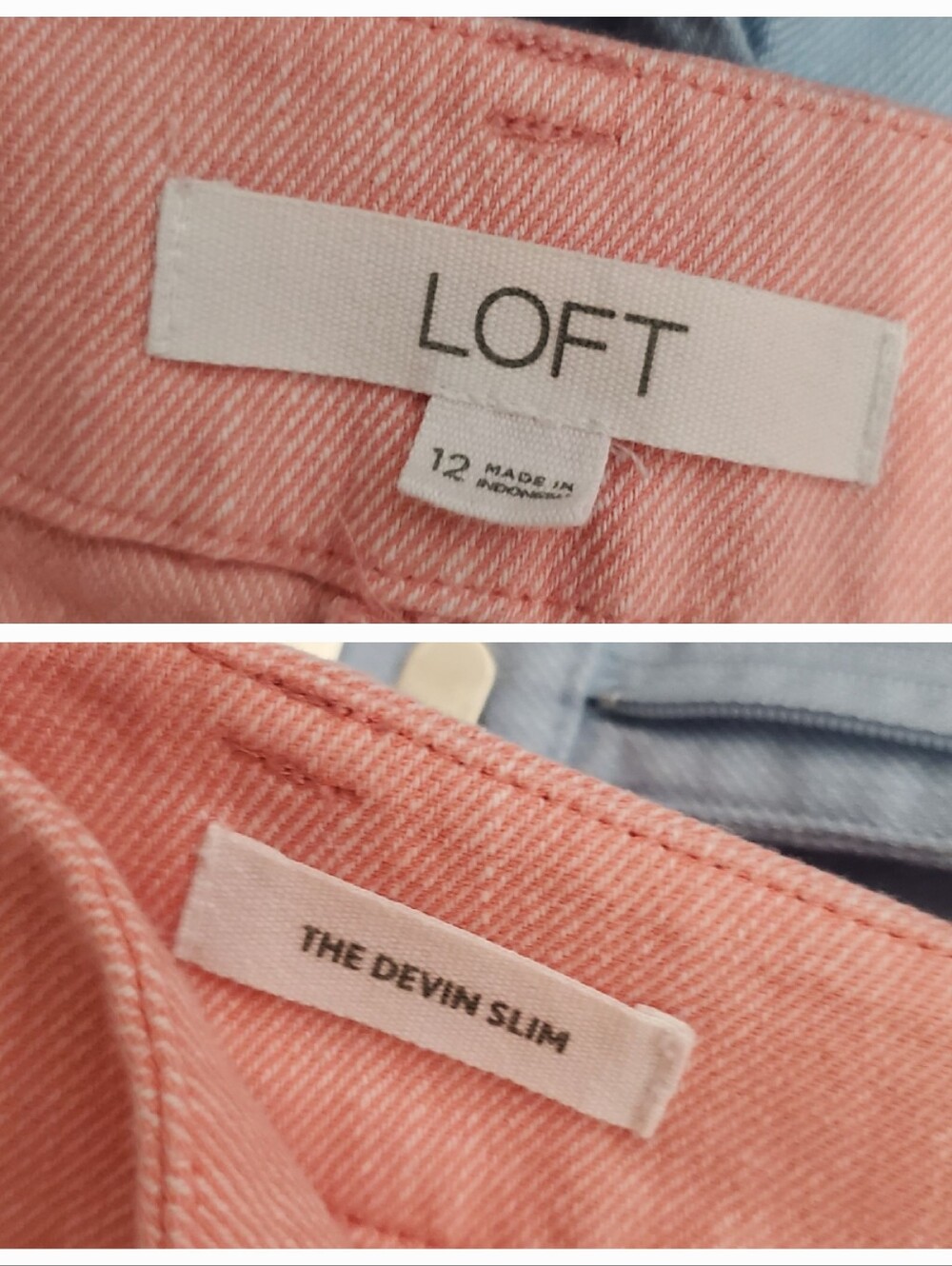 LOFT Paperbag Tie Waist Cropped Pants in Light Blue and Dusty Pink - Picture 4 of 13